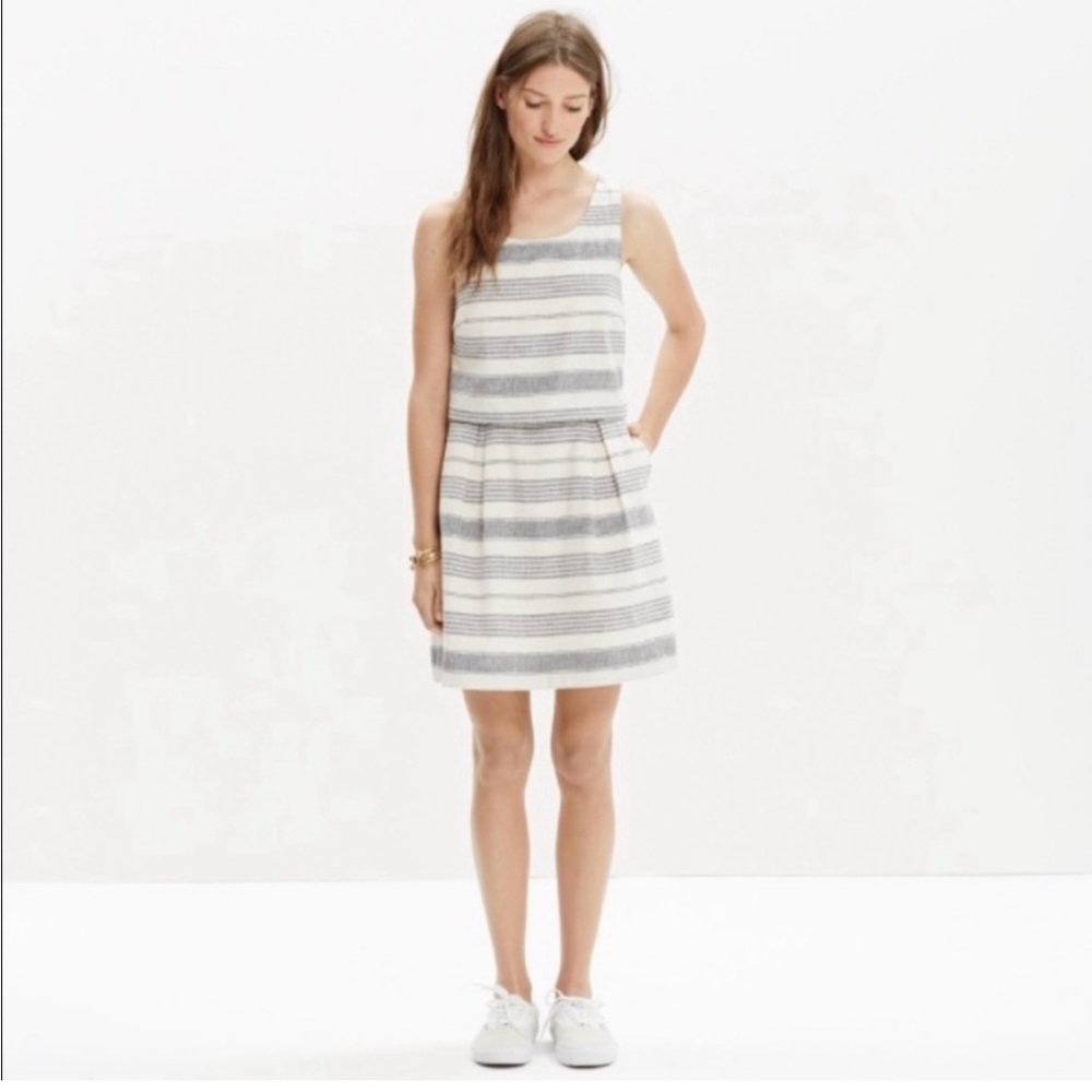 Madewell Striped Overlay Open Back Mini Dress Size Zero